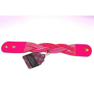 Sparkly Hot Pink Snap Bracelet with Rhinestones